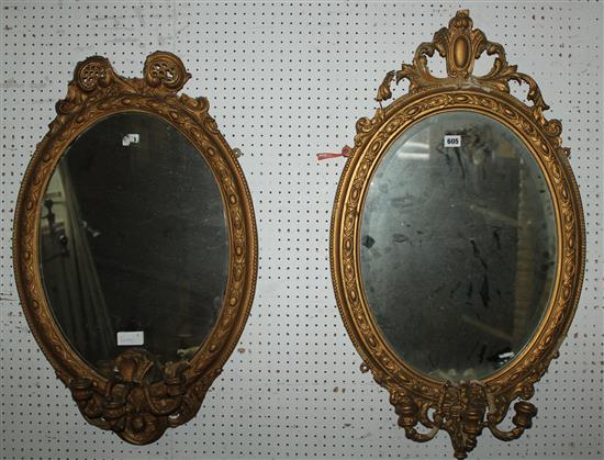 Two oval girandole mirrors (a/f)